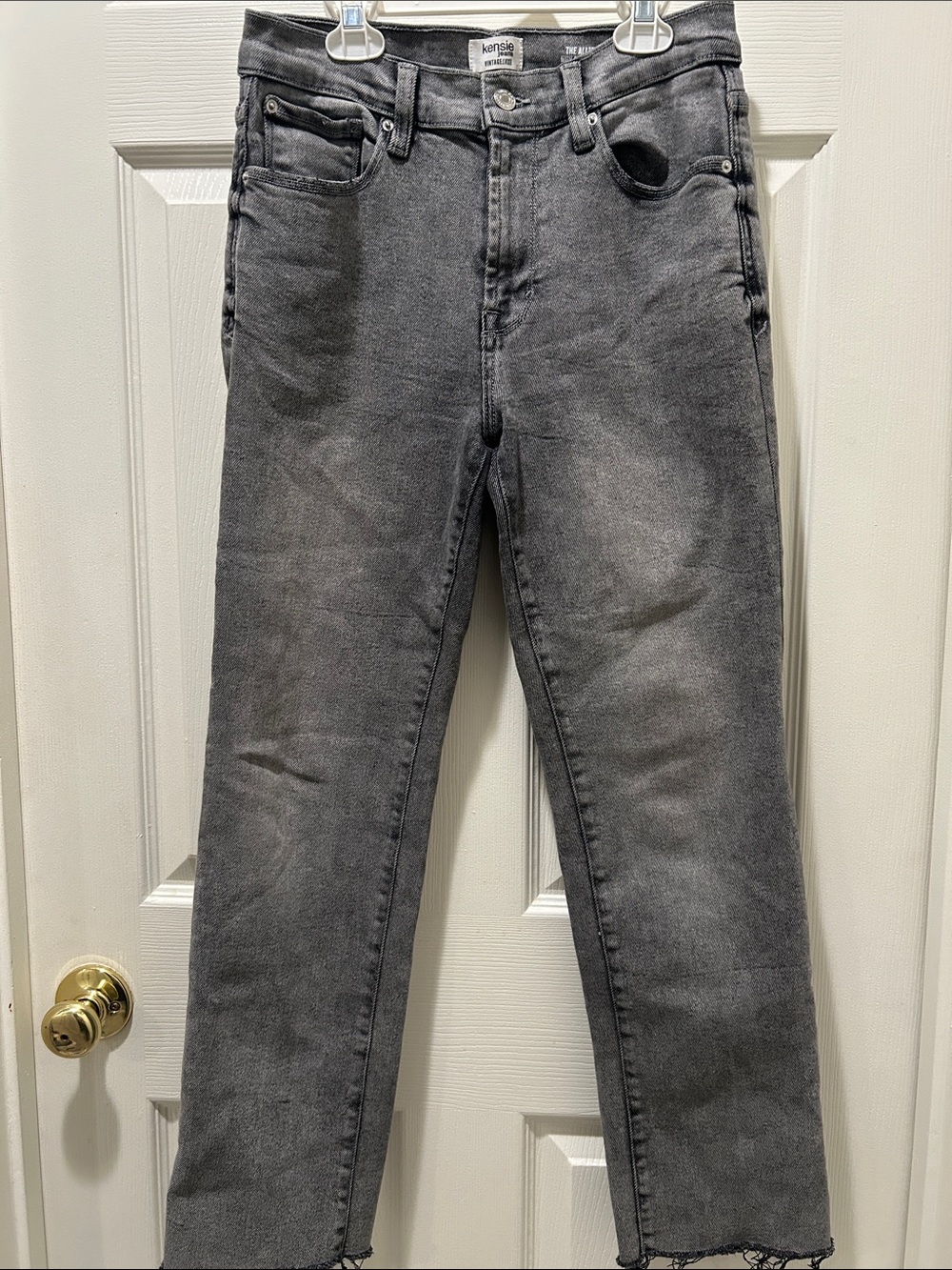 Kensie Women’s  Washed Gray Slim Straight Jeans